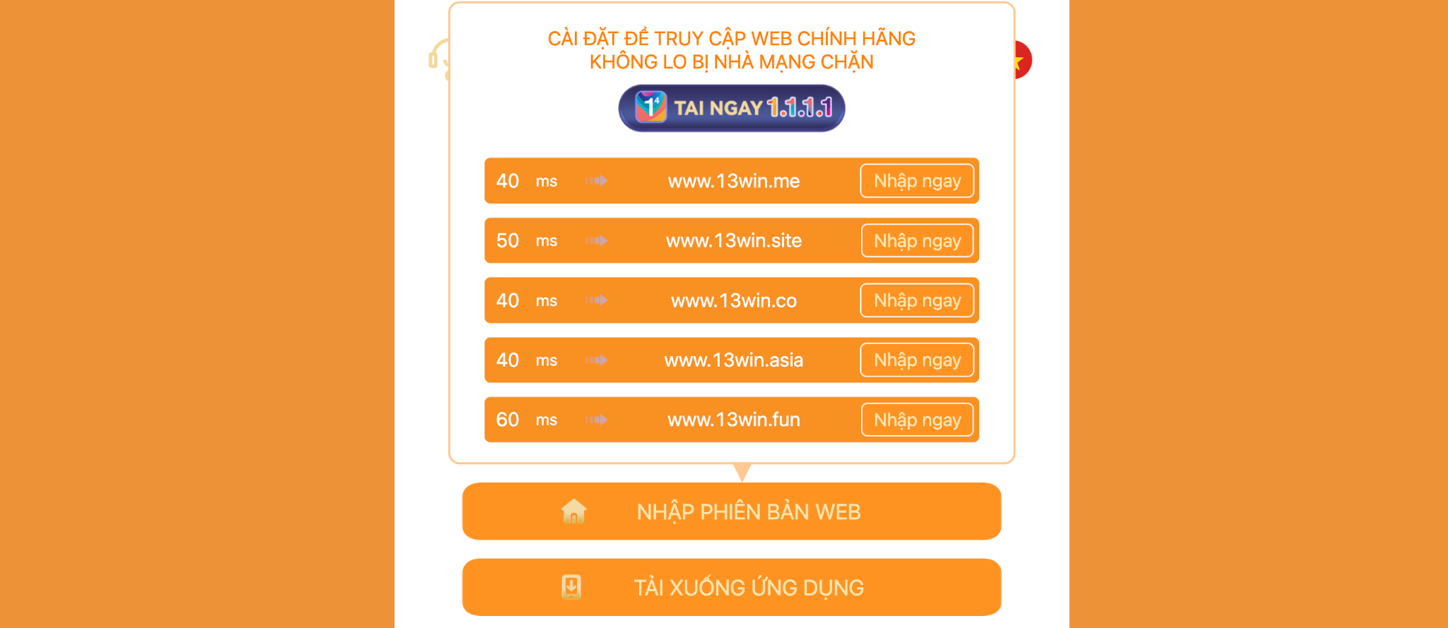 Cách vào link bị chặn 13Win